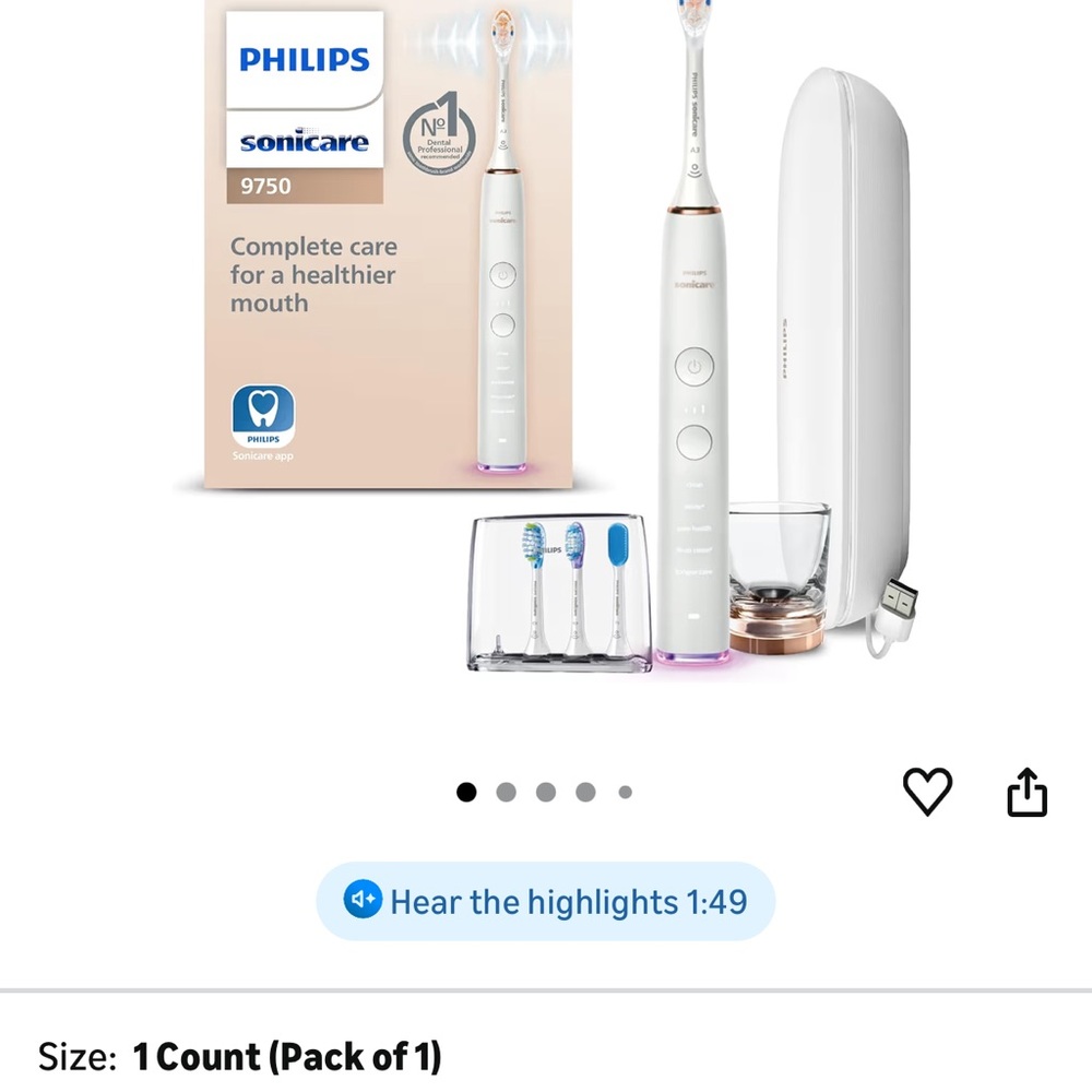 Philips Sonicare diamondclean 9750 in White rose gold with Accessories